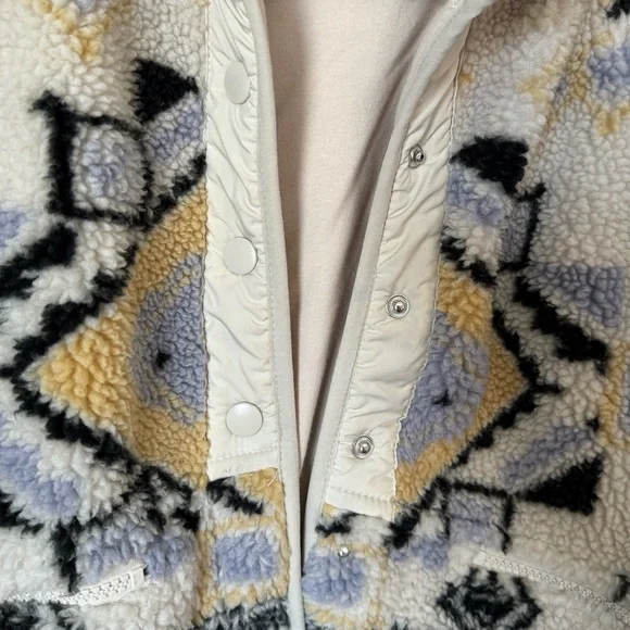 Free People Cream and Black Geometric Sherpa Jacket - Picture 5 of 6